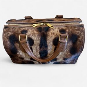 Chloé Leopard Print Pony Hair Bowling Handle Bag
